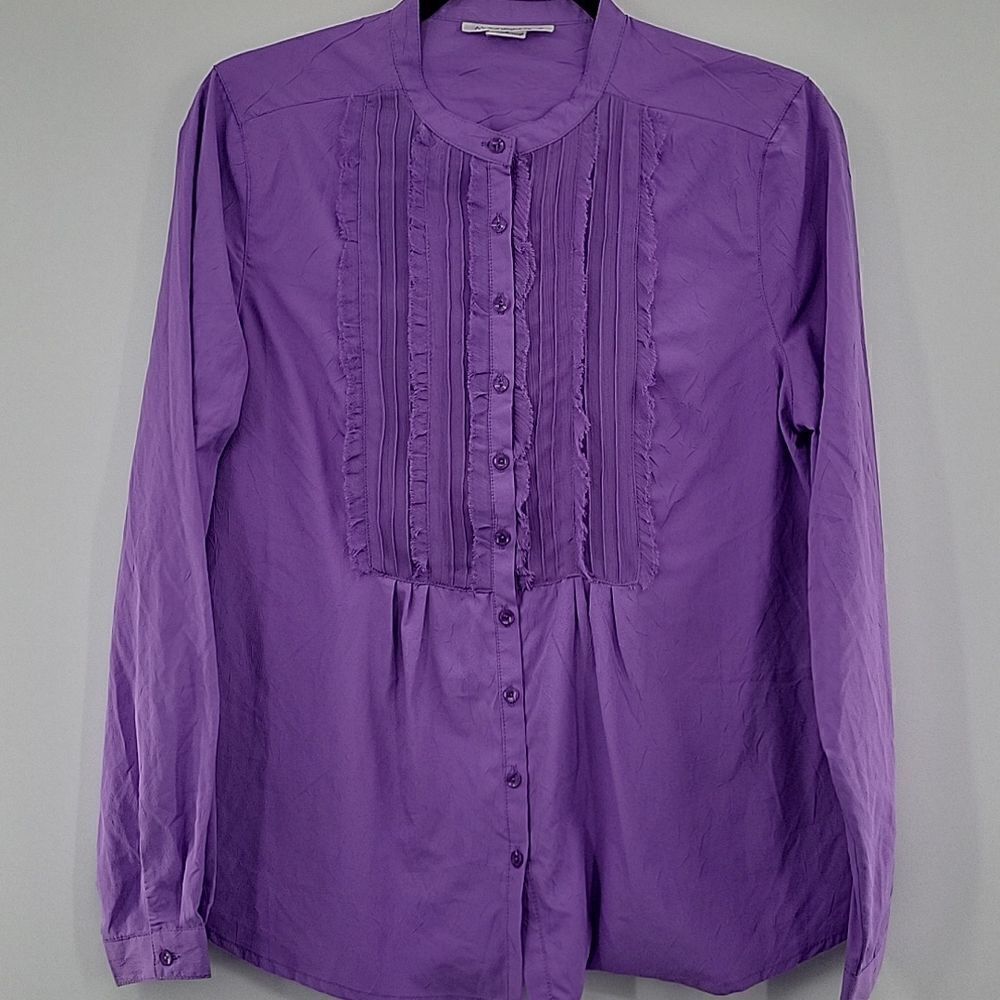 3 For$20 Moonlight Bay Purple button down shirt w/ ruffle in the front sizeS
